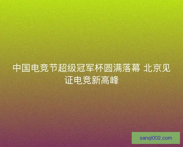 中国电竞节超级冠军杯圆满落幕 北京见证电竞新高峰