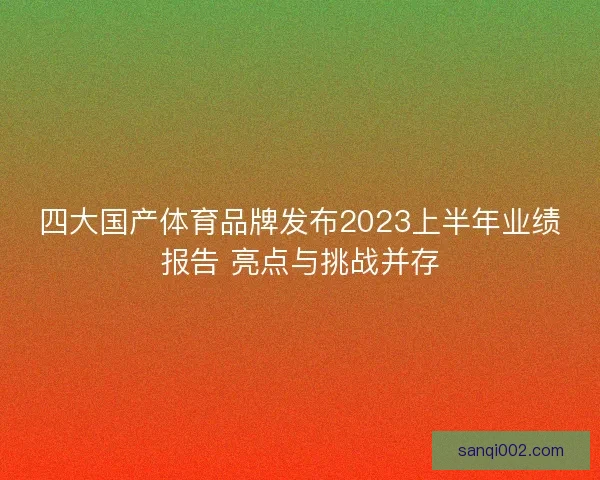 四大国产体育品牌发布2023上半年业绩报告 亮点与挑战并存